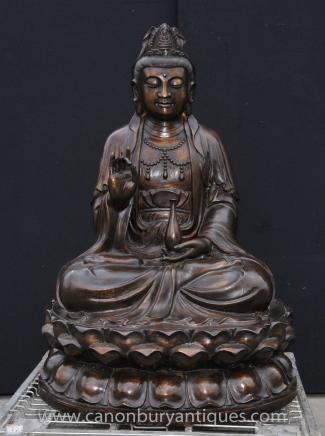 Large Bronze Burmese Buddha Statue Lotus Figurine Buddhist Buddhism